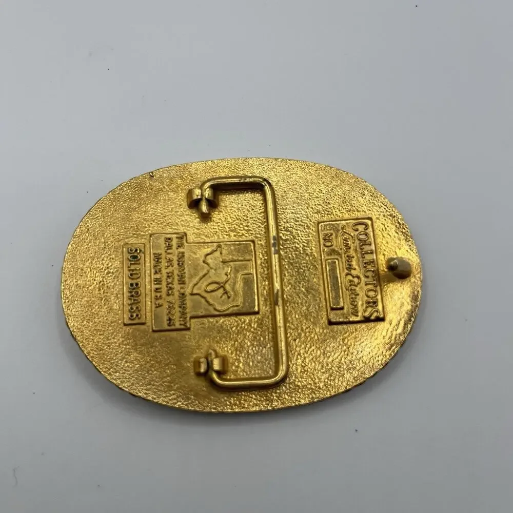 Vintage Texas State Rifle Association TSRAF Life Member Solid Brass Belt Buckle